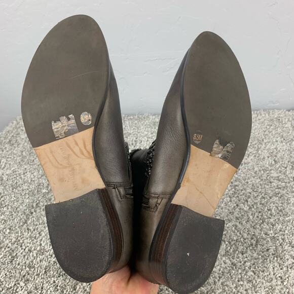 Arturo Chiang Boots Tall ankle Shaft Moto Studded Gray Buckle Side Zip Size 8.5 - Picture 8 of 9